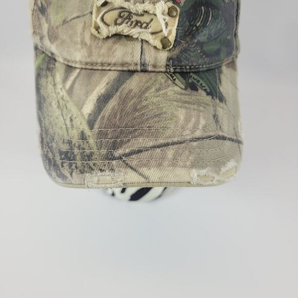 Ford Brand Outdoors Camo Turkey Hunting Paramount Distressed Baseball Cap Hat Ad - Picture 7 of 11